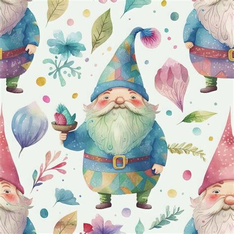 Premium Photo Watercolor Cartoon Gnomes On A White Background