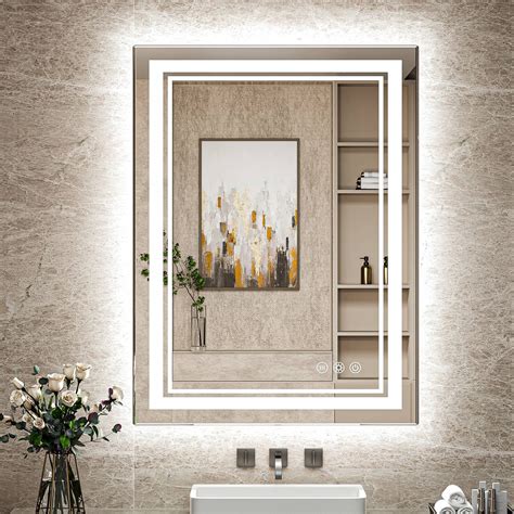 Keonjinn Led Front Light And Backlit Bathroom Vanity Wall Mirror 3 Color Temperatures Anti Fog