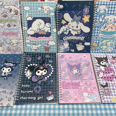 4pcs Set Sanrio Cartoon A5 Notebook Kuromi Cinnamoroll Coil Notebook Notepad Stationery