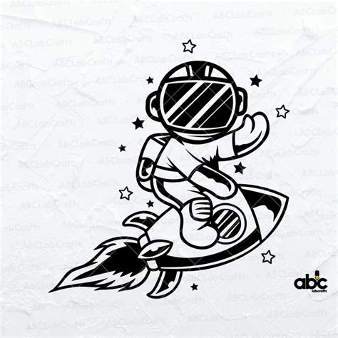 Astronaut Svg File Space Galaxy Svg Cute Astronaut Riding A Rocket Svg