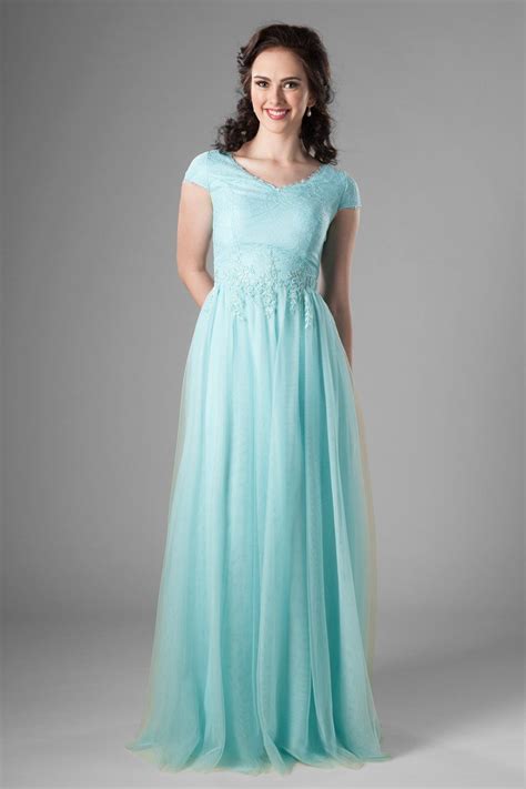 Modest Prom Dress Classic Look Soft Lace Chiffon Skirt Salt Lake