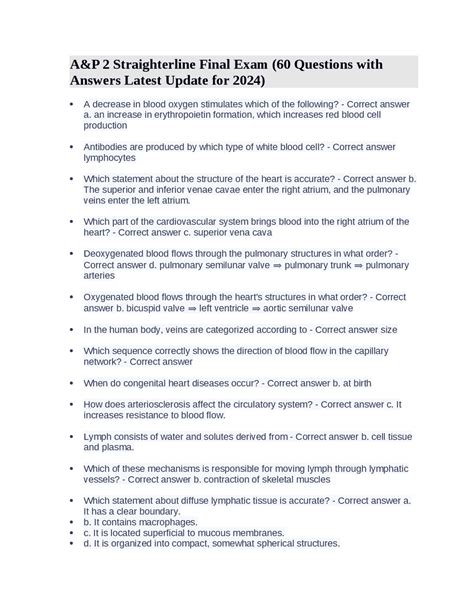 A P Straighterline Final Exam Questions With Answers Latest