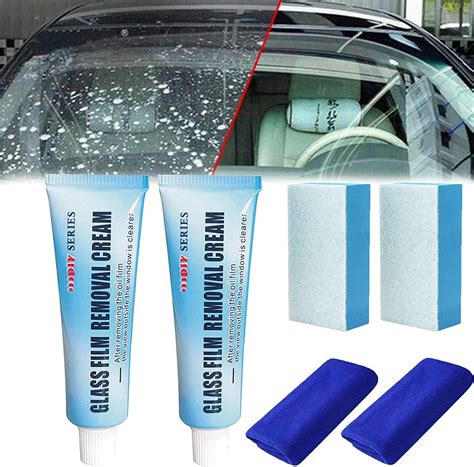 2pcs Car Glass Oil Film Cleaner Glass Film Removal Cream Car Windshield Oil Film