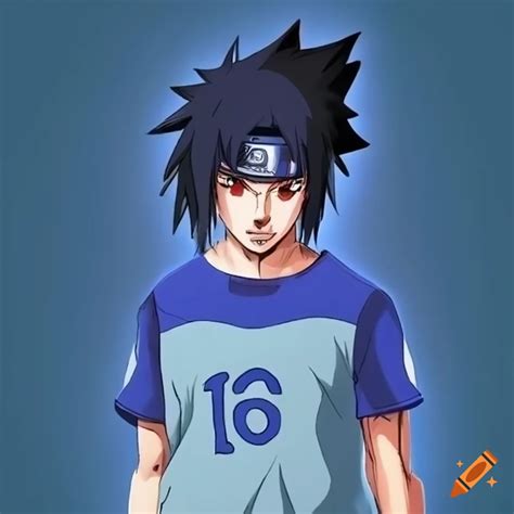 Anime Character Inspired By Sasuke Uchiha With Original Basketball Blue