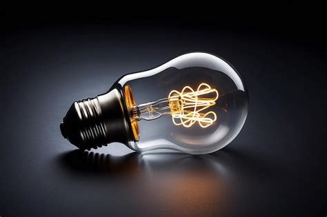 Premium Photo Tungsten Light Bulb Lit On Black Background