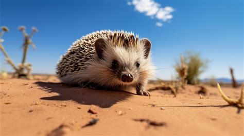 Premium Photo | Photo of a Desert Hedgehog in a Desert with blue sky