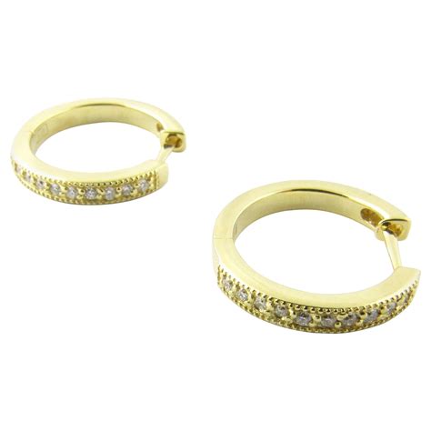 Diamond Hoops In 18 Karat Yellow Gold For Sale Free Shipping At 1stdibs