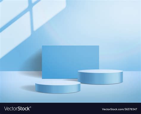 D Blue Podium Pedestal On Pastel Background Vector Image