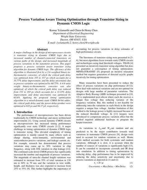 Pdf Process Variation Aware Timing Optimization Through Transistor