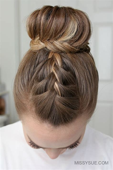 French Lace Fishtail High Bun Missy Sue Bun Hairstyles Braided