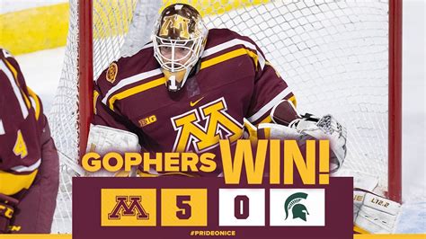 Highlights: #1 Gopher Men's Hockey Routs Host Michigan State 5-0 - Win ...