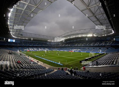 The Anoeta (Reale Arena) stadium, empty due to COVID, during a match of ...