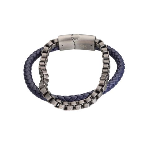 Bracelet Etika En Acier Et Cuir Bleu Ae Br Aelys