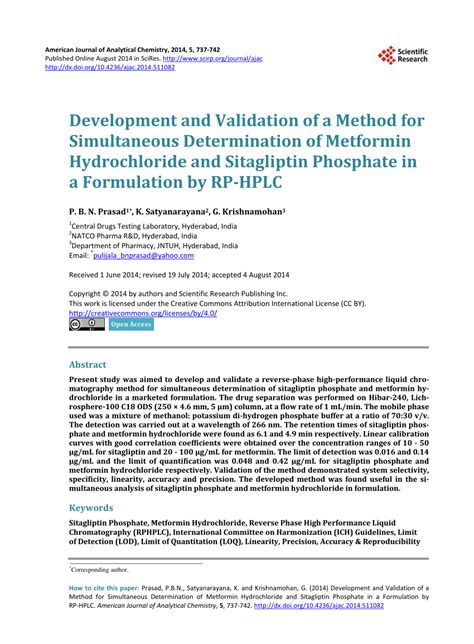 Pdf Development And Validation Of A Method For Simultaneous