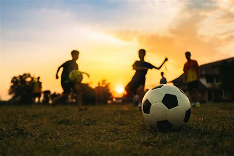 Premium Photo Silhouette Action Sport Outdoors Of A Kids Having Fun