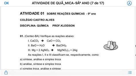 Questões Sobre Classificação Das Reações Químicas Youtube