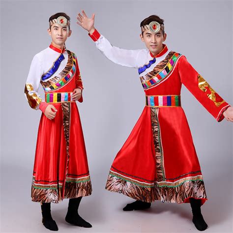 Mens Mongolian Dance Costumes Male Chines Ancient Traditional Stage