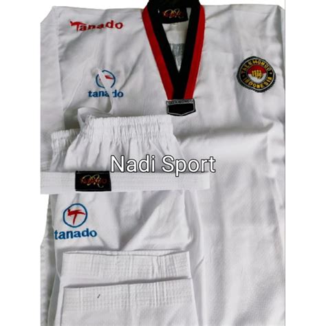 Jual Dobok Taekwondo Komite Dewasa Kerah Merah Hitam Baju Taekwondo