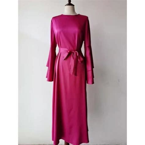 Abaya En Satin Pour Femmes Robe De Ramadan Eid Caftan Marocain