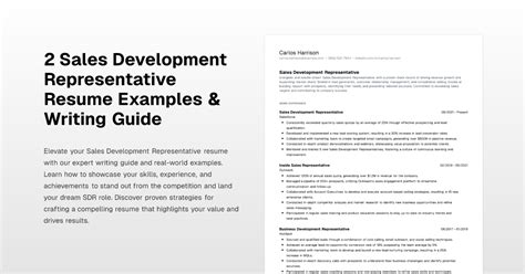 2 Sales Development Representative Resume Examples Writing Guide