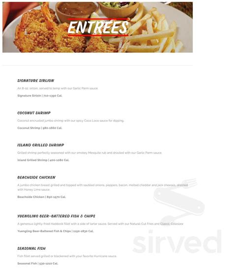 Hurricane Grill And Wings Menu In Jacksonville Florida Usa