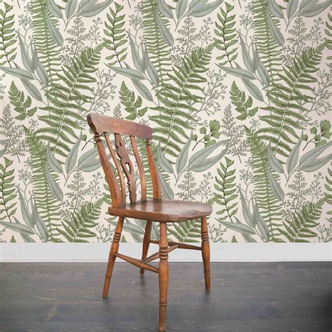 Botanical Greenery Peel And Stick Wallpaper Fern Wallpaper Etsy