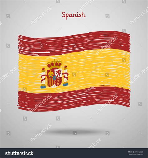 Hand Drawn Spanish Flag On White Stock Vector (Royalty Free) 349362608 ...