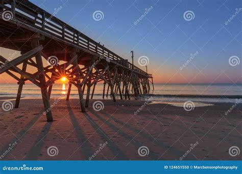 Myrtle Beach Pier at Sunrise Stock Photo - Image of sunrise, nature ...