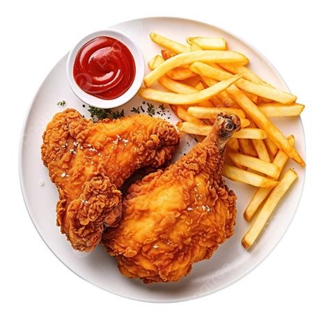 Fried Chicken And French Fries On Plate Chicken Fried French Fries