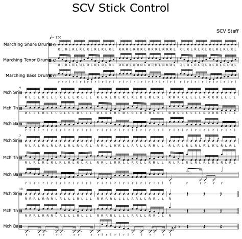 SCV Stick Control Sheet Music For Marching Snare Drums Marching