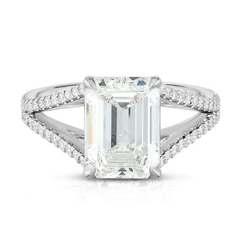 Emerald Cut Split Shank Diamond Solitaire Engagement Ring Marisa