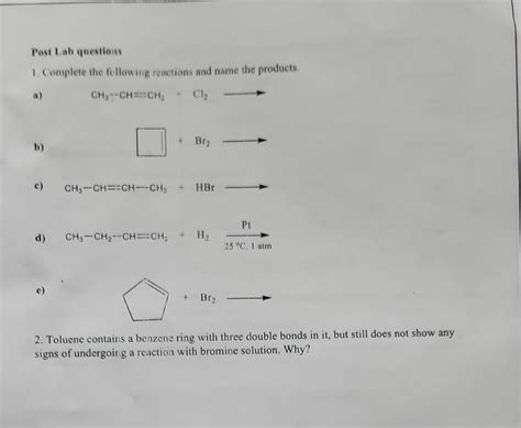 Solved Post Lab Questions 1 Complete The Following