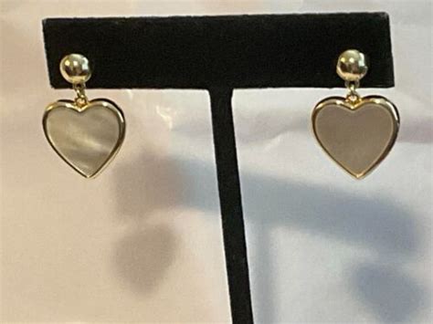 Connie Craig Carroll Mother Of Pearl Heart Drop Earringspierced Ebay