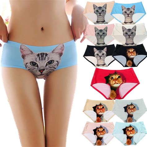 Sexy Seamless 3d Underwear Women Briefs Cats Print Women Panties Female Pink Underwear Panty