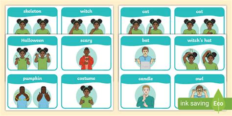 Auslan Halloween Word Cards Lehrer Gemacht Twinkl