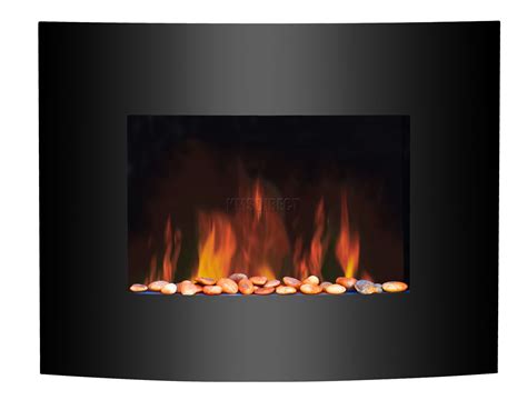 Led Flame Effect Wall Mounted Electric Fire Fireplace Black Curved