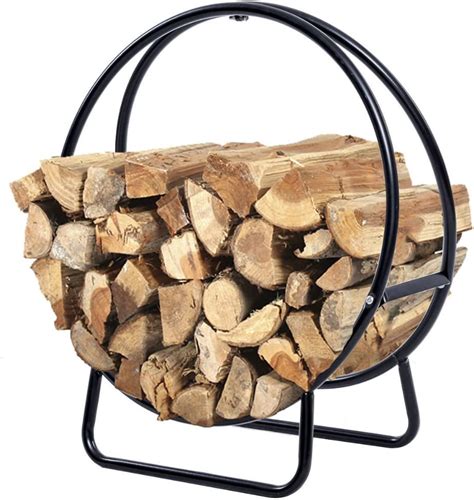 2 Feet Tubular Steel Log Hoop Firewood Storage Rack Holder