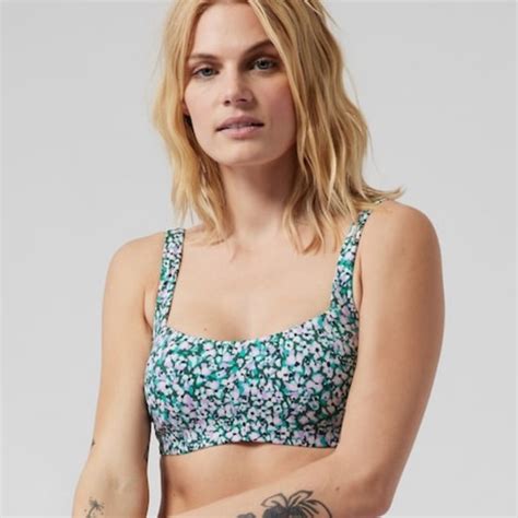 Athleta Swim Athleta Square Neck Bra Cup Bikini Top Camo Flora