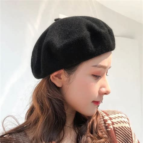 Ozyc Lady Spring Winter Berets Hat Painter Style Hat Women Wool Vintage Berets Solid Color Caps