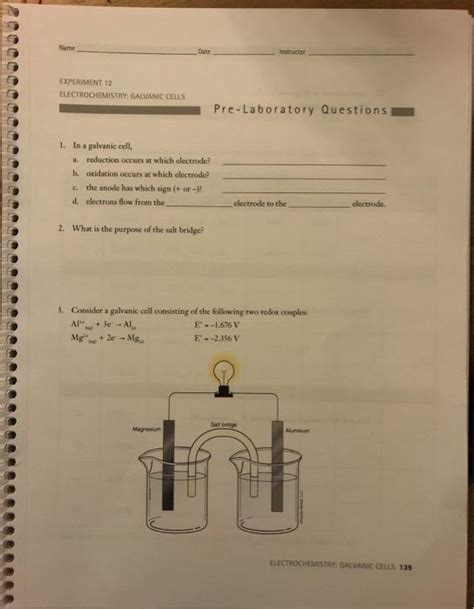 Solved Name Date Structor EXPERIMENT 12 ELECTROCHEMISTRY Chegg