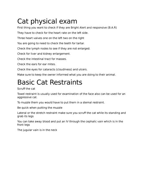 Cat Physical Exam Cats Cat Physical Exam First Thing You Want To