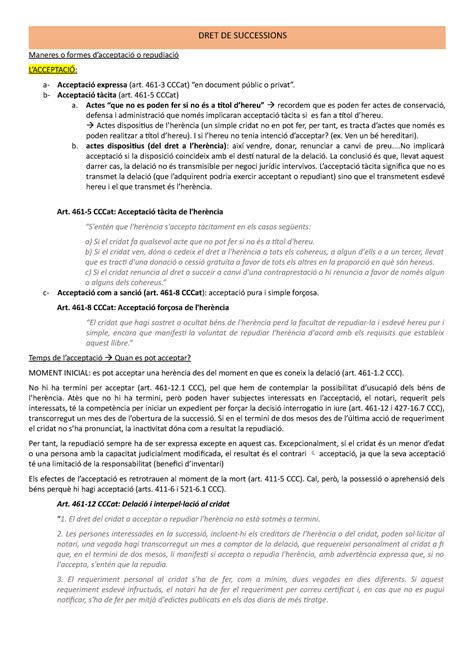 2a part Successions hasta tema 13 2a parte examen Dret de Família i