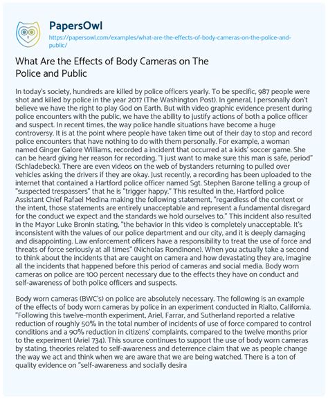 What Are The Effects Of Body Cameras On The Police And Public Free