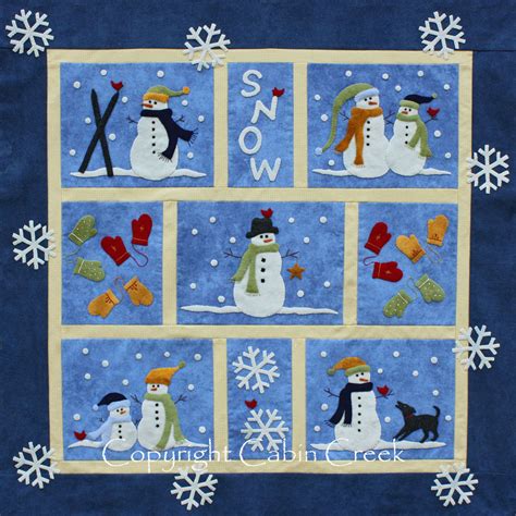 Cabin Creek Snow Wool Applique Quilt Pattern