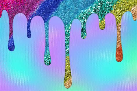 Rainbow Dripping Glitter Background Dripping Glitter Background