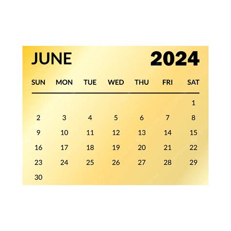 Calendario Giugno 2024 Vettore Giugno 2024 Calendario PNG E Vector