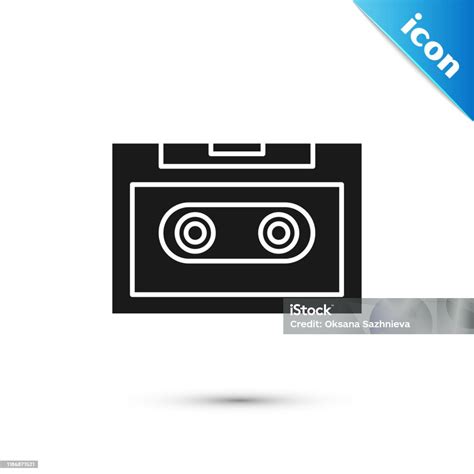 Black Retro Audio Cassette Tape Icon Isolated On White Background Vector Illustration Stock