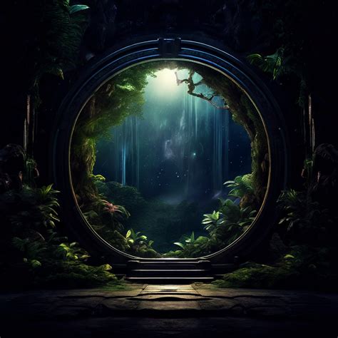 Space With A Portal Gate That Shows Jungle Inside Dark Spac By Hdri