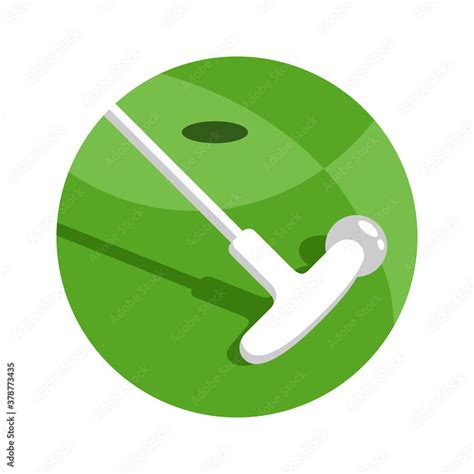 Minigolf Logo Putt Putt Crazy Golf Stick And Ball And Hole On Grass