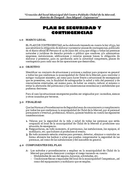 Pdf Plan De Seguridad Y Contingencias Dokumen Tips